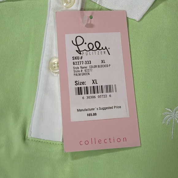 Lilly Pulitzer New Shrunken Polo Size XL Preppy Golf Tennis Palm Green - Picture 8 of 9